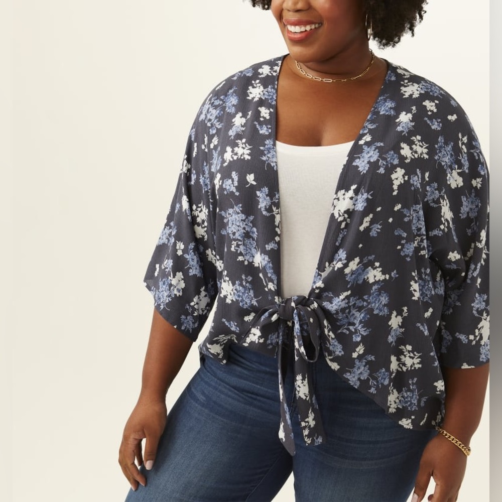 Meri Skye Mayna Tie Front Kimono, size 1X, BNWOT.  Never worn